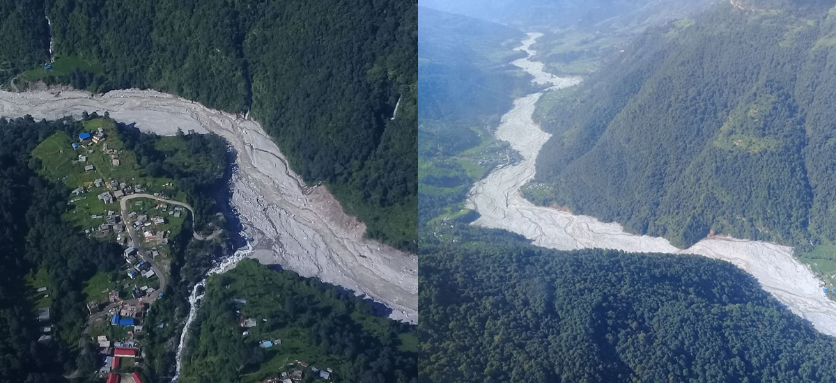 भीषण वर्षाका कारण मेलम्ची इन्द्रावती सडक पुनः अवरुद्ध