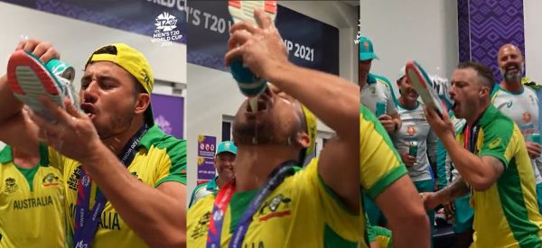 टी-ट्वान्टी विश्वकप जितेपछि अस्ट्रेलियाका खेलाडीले जुत्तामा बियर हालेर पिए (भिडिओ)