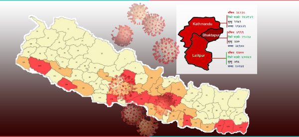 काठमाडौंसहित यी १५ जिल्ला कोरोनाको ‘रेड जोन’मा
