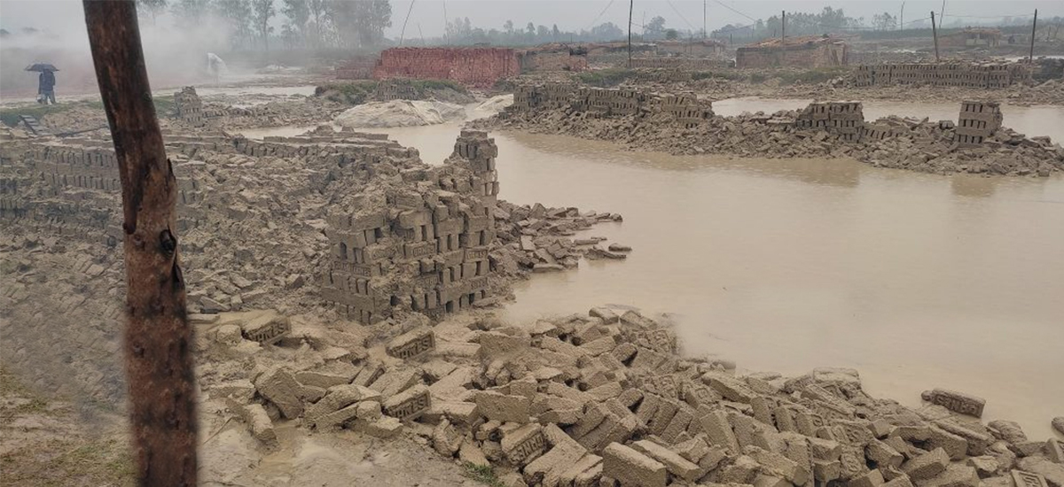 बेमौसमी वर्षाले मधेशमा इँटा सखाप !