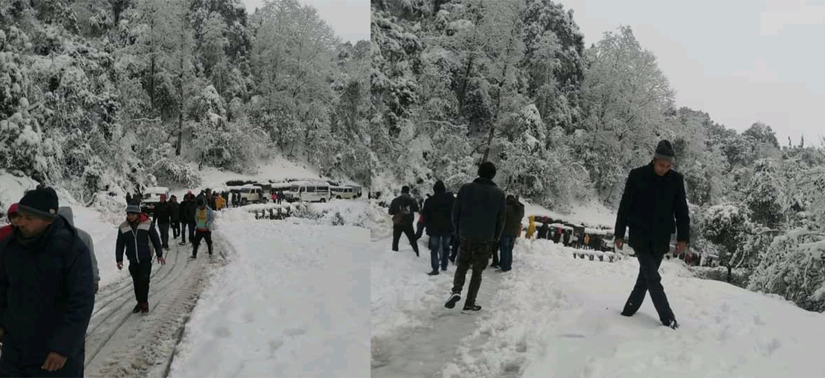 हिउँले भीमदत्त राजमार्ग अवरुद्ध, सयौं यात्रु अलपत्र