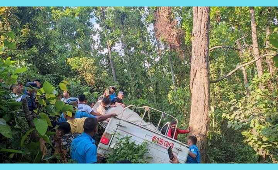 सुर्खेतमा जीप दुर्घटना हुँदा एकको मृत्यु, चारजना घाइते