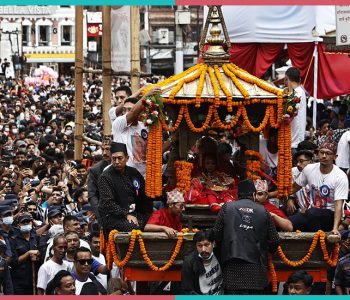 बाजागाजासहित इन्द्रायणीलाई द्यो छेँ इन्द्रलाई भित्र्याउँदै जात्रा सम्पन्न