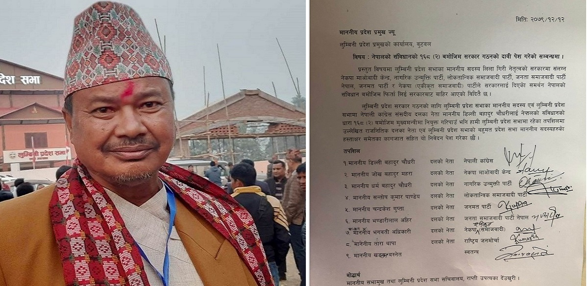 लुम्बिनी प्रदेश : चौधरीलाई मुख्यमन्त्री नियुक्त गर्न माग गर्दै प्रदेश प्रमुखलाई पत्र