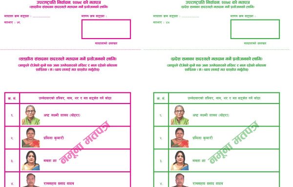 यस्तो छ उपराष्ट्रपति निर्वाचनको नमूना मतपत्र