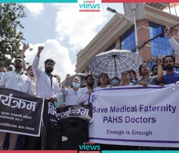 तस्वीरमा हेर्नुहोस् सुरक्षा माग्दै सडकमा उत्रिएका चिकित्सक