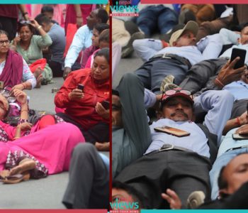 तस्वीरमा हेर्नुहोस् सडकमा सुतेका शिक्षक