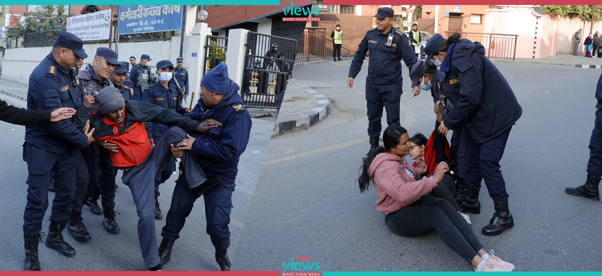 राष्ट्रिय मानव अधिकार आयोग अगाडि प्रदर्शन गर्ने पक्राउ (तस्वीरहरू)