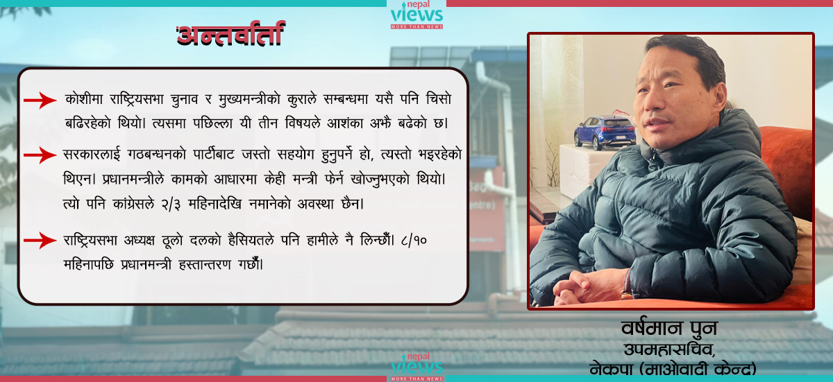 कांग्रेसका कारण समस्या आएको छ, राष्ट्रियसभा अध्यक्ष नदिए गठबन्धनमै पुनर्विचार हुनसक्छ : वर्षमान पुन