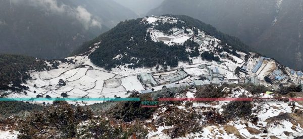 नाम्चेमा पर्‍यो हिउँ, तापक्रम माइनस एक (तस्वीरहरू)