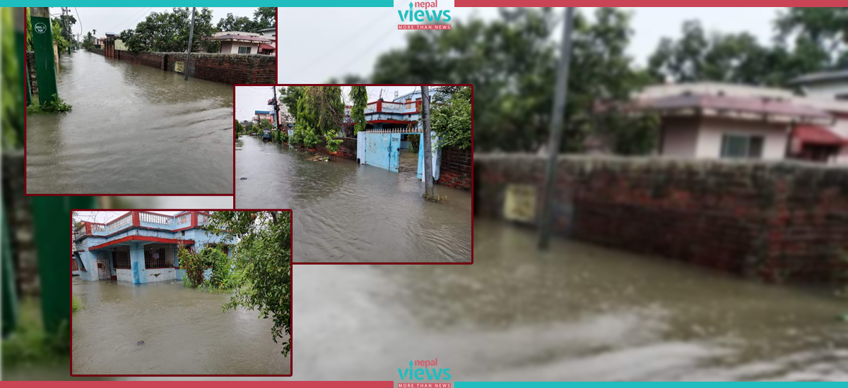 विराटनगरका बस्तीमा बाढी पस्यो, बजार क्षेत्र जलमग्न