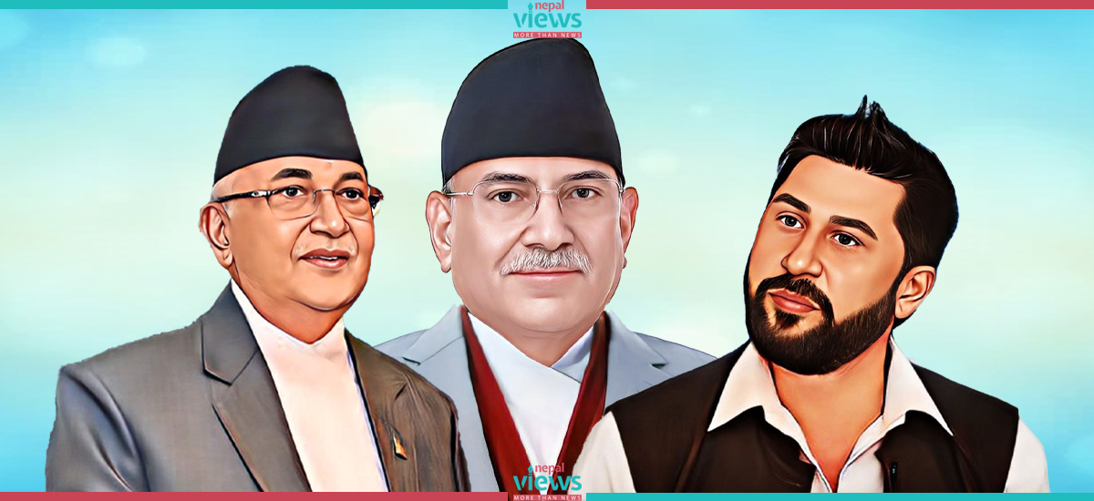 प्रधानमन्त्री  प्रचण्ड, ओली र रविबीच भेटवार्ता