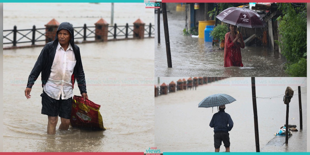 डुबानमा पर्‍यो टेकु, यूएन पार्क क्षेत्र (तस्वीरहरू)