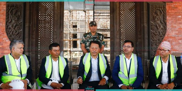 उपप्रधानमन्त्री सिंहद्वारा निर्माणाधीन संसद् भवनको निरीक्षण (तस्वीरहरू)