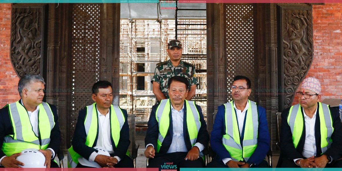 उपप्रधानमन्त्री सिंहद्वारा निर्माणाधीन संसद् भवनको निरीक्षण (तस्वीरहरू)