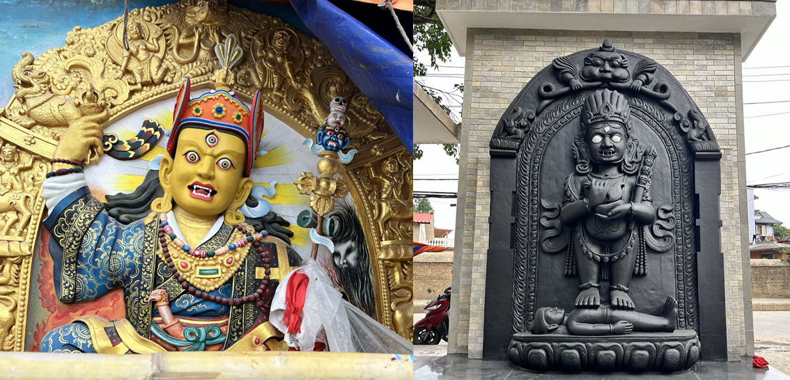 महाङ्काल भैरव र पद्मसम्भवको मूर्तिमा प्राण प्रतिष्ठापन हुँदै