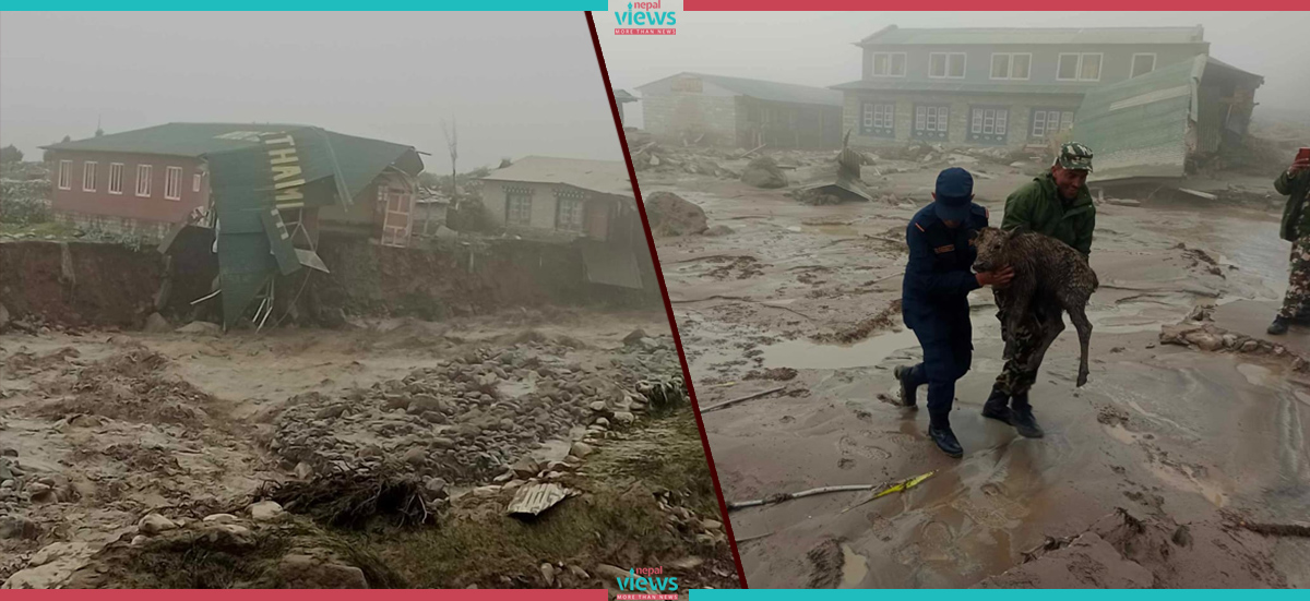 थामे खोलाको तटीय क्षेत्रमा कटान