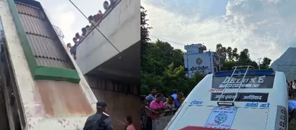 तनहुँमा खहरे खोलामा खस्यो बस, ११ जना घाइते