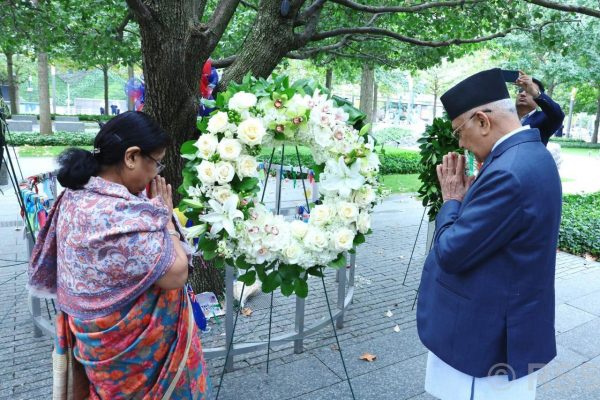 प्रधानमन्त्री ओलीले गरे ‘सेप्टेम्बर ११ राष्ट्रिय स्मारक केन्द्र’ मा श्रद्धाञ्जली व्यक्त