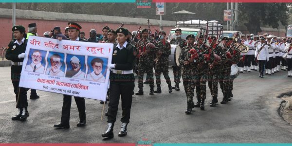 शहीद दिवसमा काठमाडौं महानगरको प्रभातफेरि, प्रधानमन्त्री ओली अनुपस्थित (तस्वीरहरू)