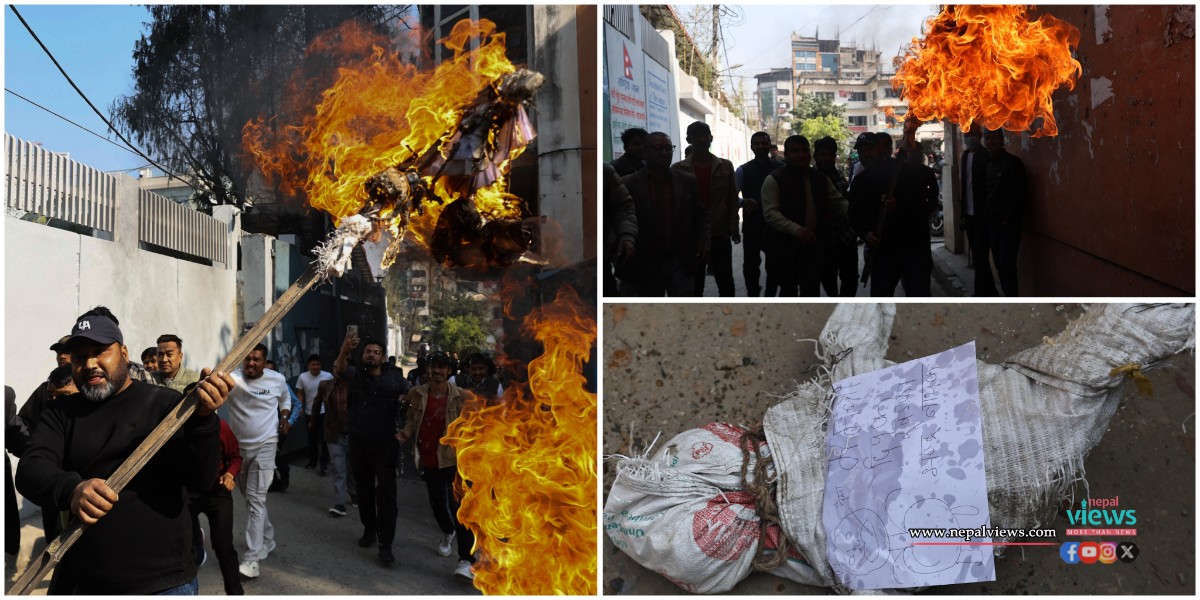 कुलमान हटाएको विरोधमा काठमाडौंमा प्रदर्शन, ऊर्जामन्त्रीको पुत्ला दहन (तस्वीरहरू)