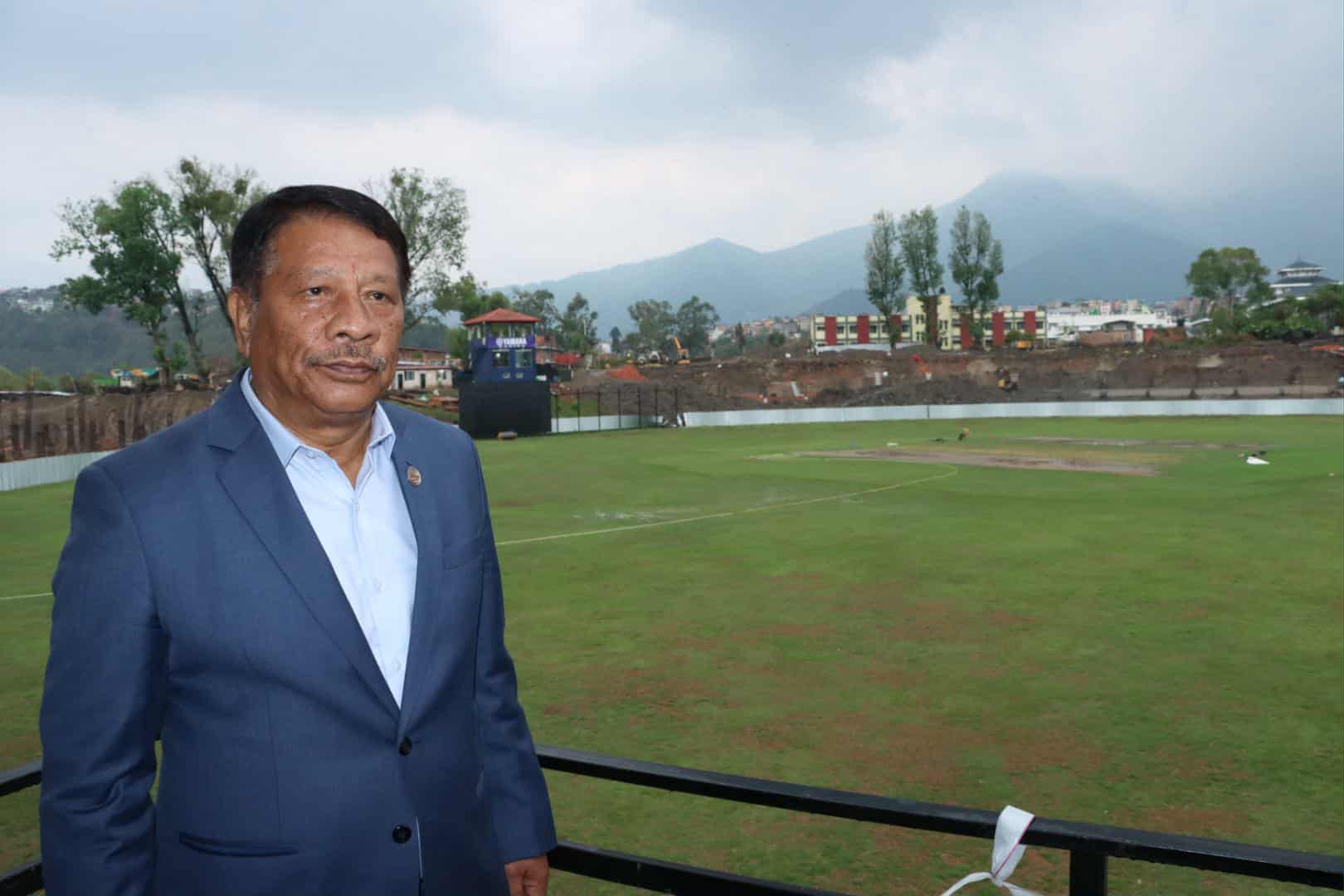 झरीमा कीर्तिपुर क्रिकेट मैदानको निरीक्षणमा मन्त्री, समयमै निर्माण गर्न निर्देशन