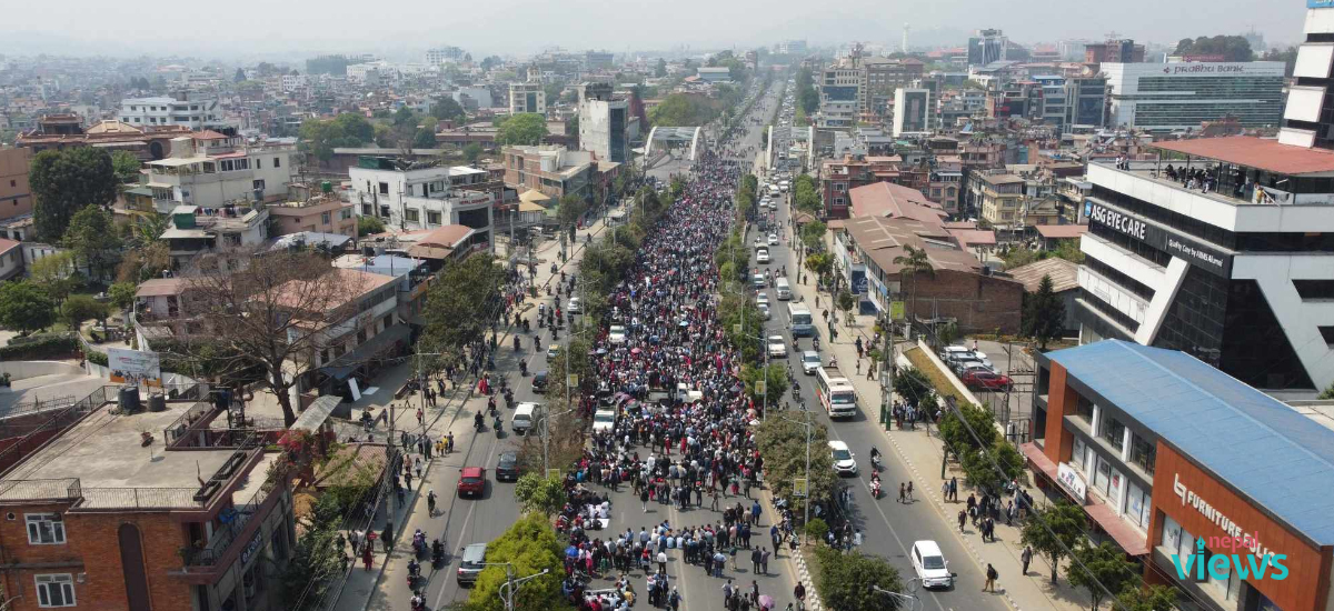 ड्रोनबाट यस्तो देखियो शिक्षक आन्दोलन (तस्वीरहरू)