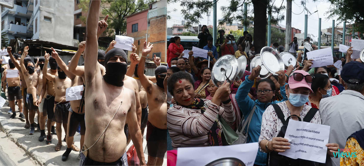 माइतीघरमा सहकारीपीडितको अर्धनग्न प्रदर्शन (तस्वीरहरू)