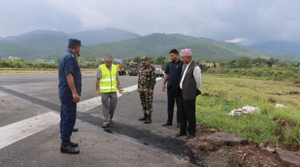 सुर्खेत विमानस्थलमुनि पूरै पानी रहेको प्राविधिकको आशंका, रनवेको मर्मत सकियो
