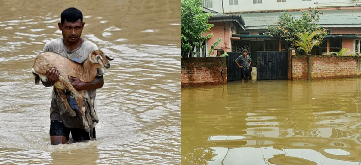 आसाममा बाढीको बितण्डा : १७५ वटा गाउँ डुबानमा (तस्वीरहरू)